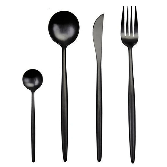 Arya Black Flatware - Nordic Side - architecture, arcitecture, art, artist, contemporaryart, decor, decoration, design, designer, designinspiration, edison, grey, home, home decor, home decor