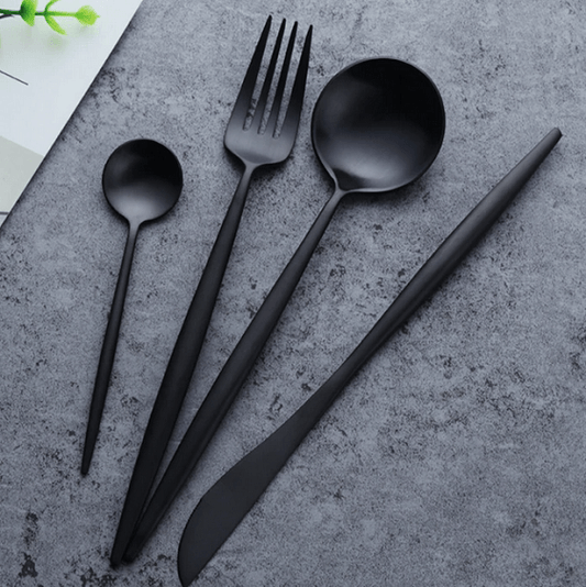 Arya Black Flatware - Nordic Side - architecture, arcitecture, art, artist, contemporaryart, decor, decoration, design, designer, designinspiration, edison, grey, home, home decor, home decor