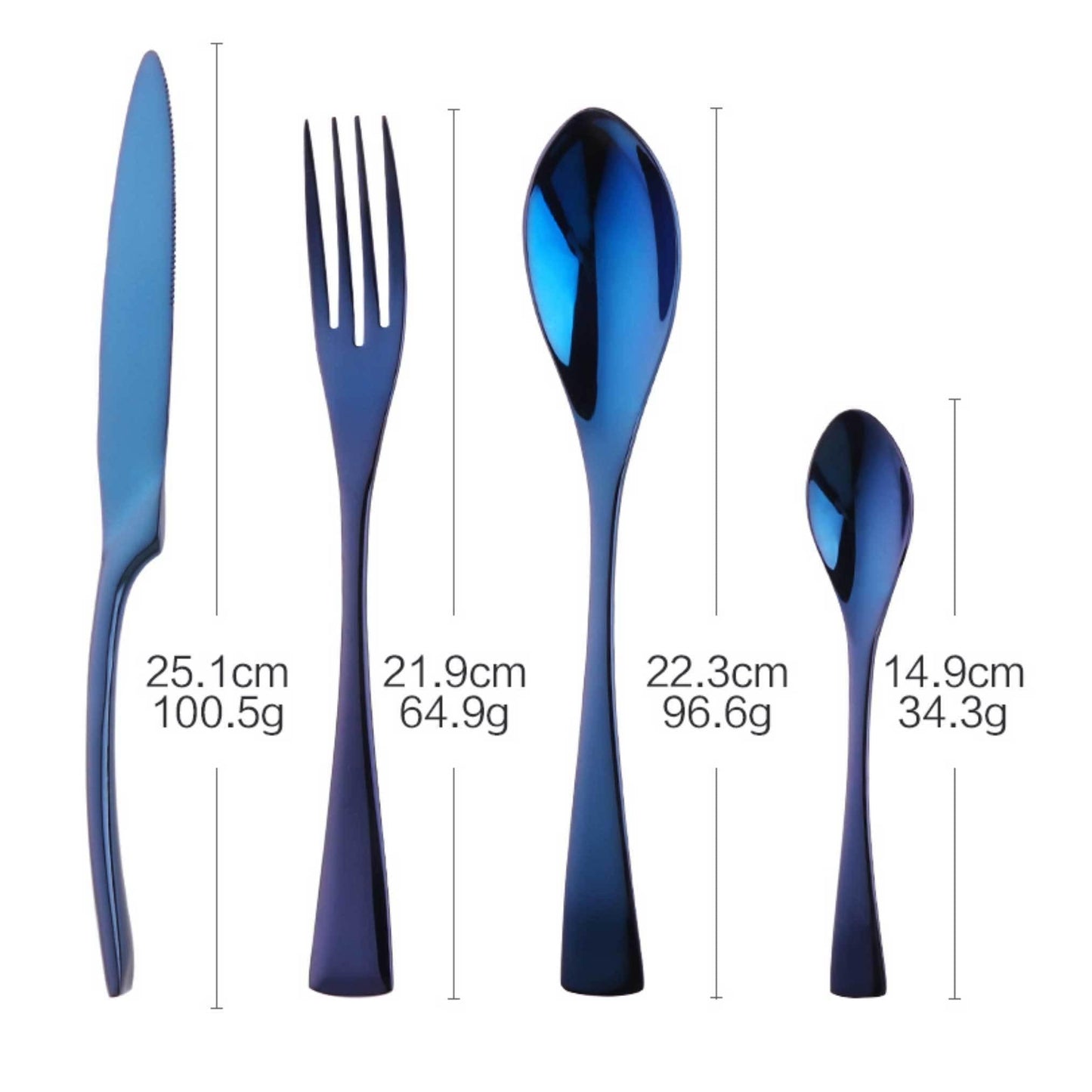 Blue Slim Metal Cutlery Set - Nordic Side - 