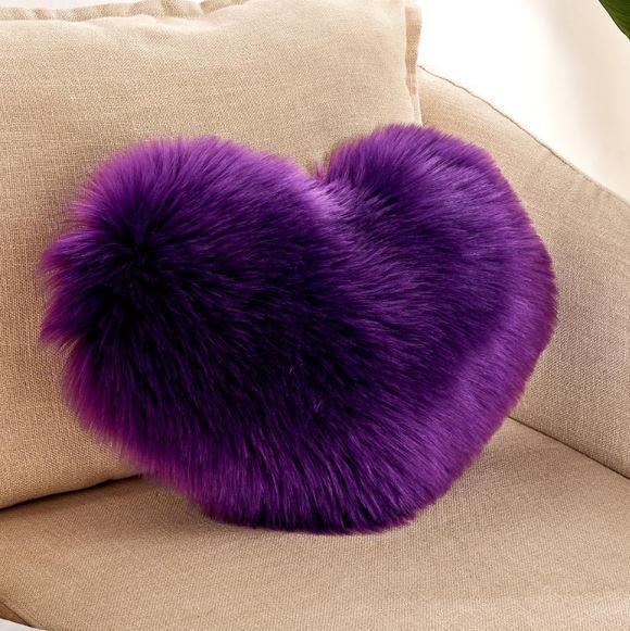 Heart Shaped Soft Plush Fur Pillow Cover Case - Nordic Side - 