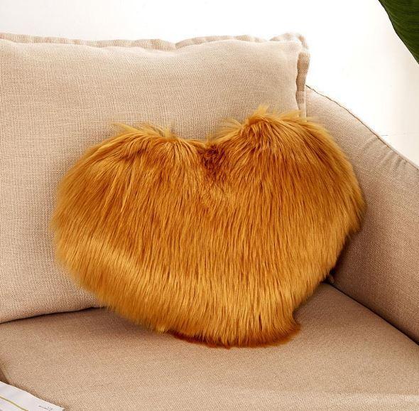 Heart Shaped Soft Plush Fur Pillow Cover Case - Nordic Side - 