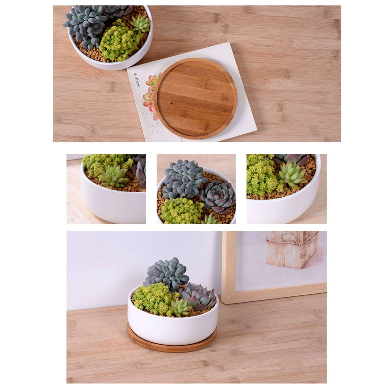 Ceramic Pot with Wooden Tray - Nordic Side - 