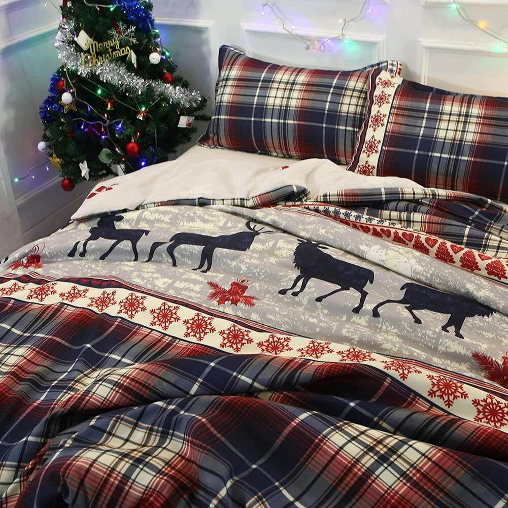 Reindeer Plaid Quilt Set