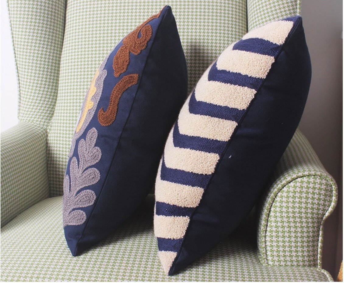 Classic Pattern Embroidered Cushion - Nordic Side - 