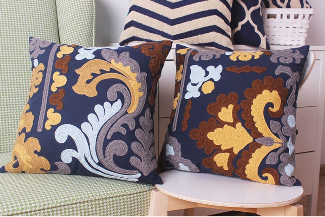 Classic Pattern Embroidered Cushion - Nordic Side - 