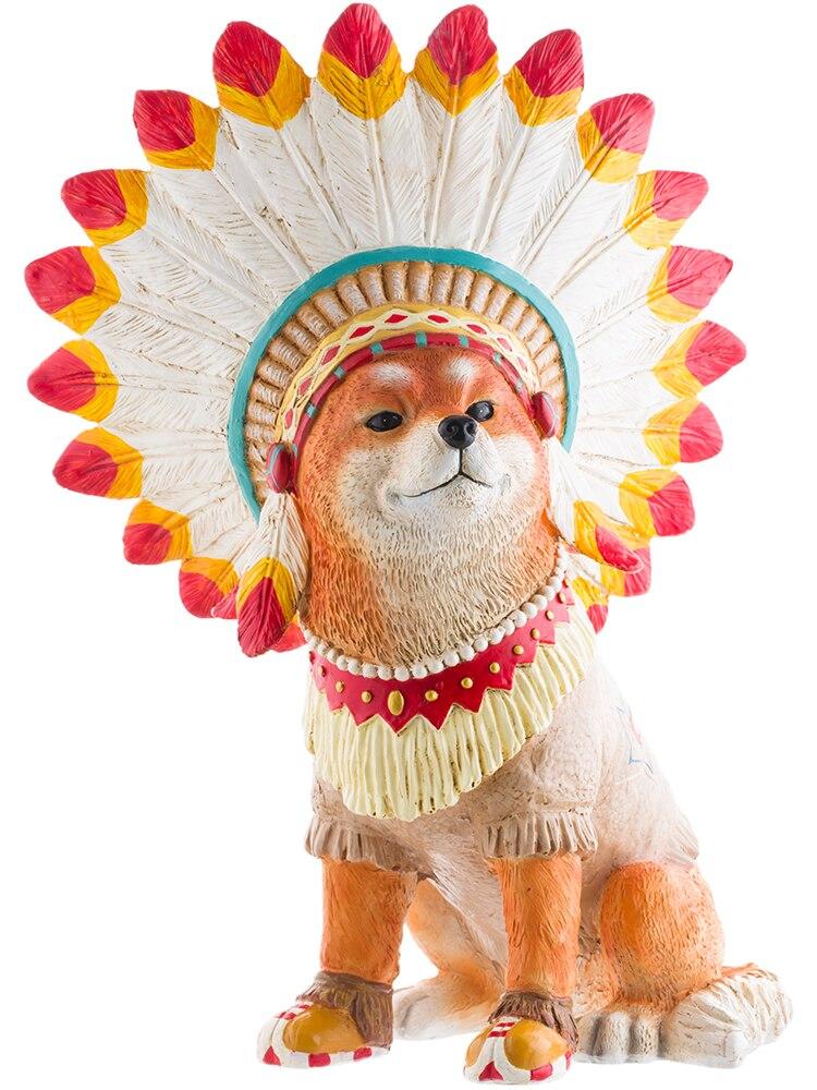 Shiba Indian Headdress Shiba Inu Figurine