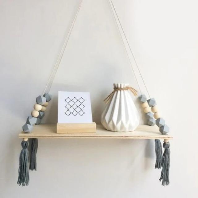 Claudia - Twine Wooden Wall Shelf Rack - Nordic Side - Decor