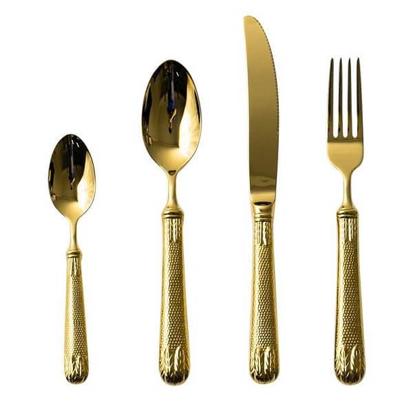 Elnoora Gold Luxury Flatware Set - Nordic Side - amazing, architecture, arcitecture, art, artichture, artist, beautiful, business, canvas, clock, clocks, contemporaryart, decor, decoration, d