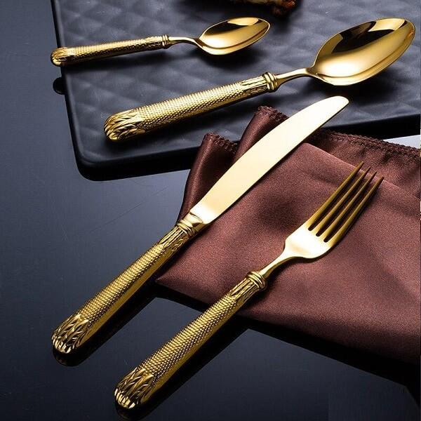 Elnoora Gold Luxury Flatware Set - Nordic Side - amazing, architecture, arcitecture, art, artichture, artist, beautiful, business, canvas, clock, clocks, contemporaryart, decor, decoration, d