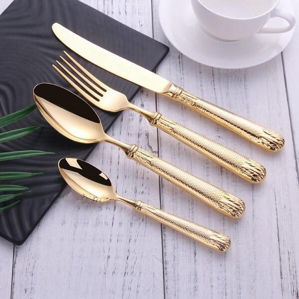 Elnoora Gold Luxury Flatware Set - Nordic Side - amazing, architecture, arcitecture, art, artichture, artist, beautiful, business, canvas, clock, clocks, contemporaryart, decor, decoration, d