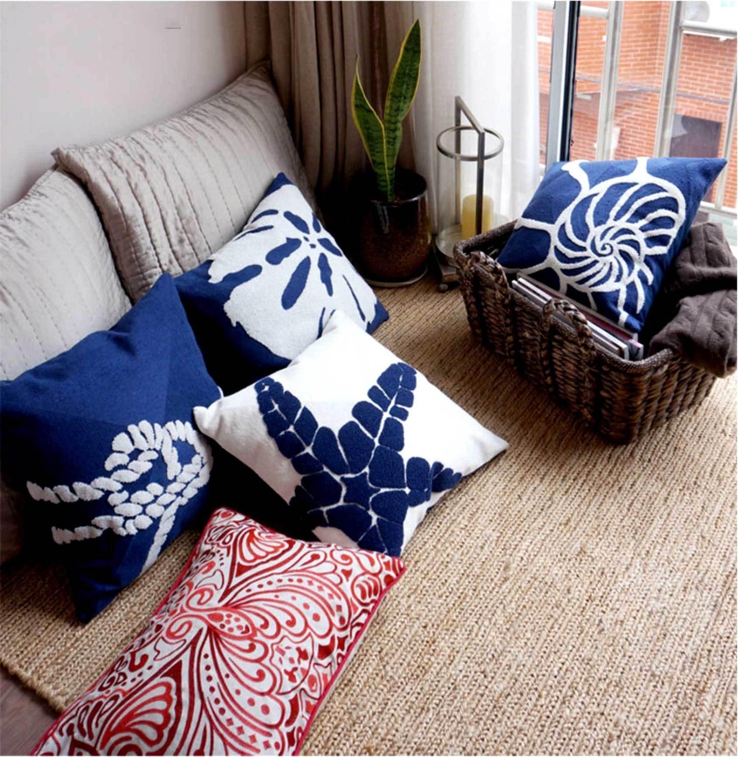 Embroidered Marine Cushions - Nordic Side - 