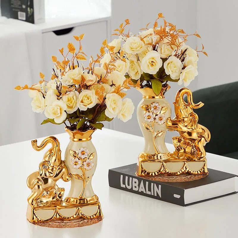 Golden Elephant Vase