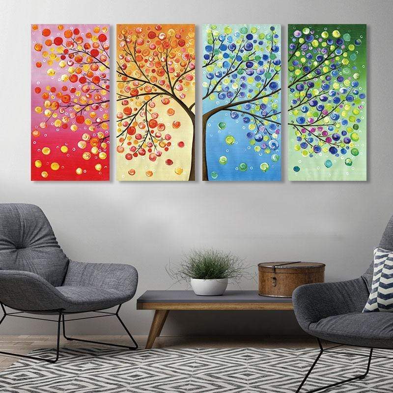 Tree of Life Stretched Canvas - Nordic Side - 4 Piece, Acrylic Image, canvas art, Canvas Image, spo-enabled