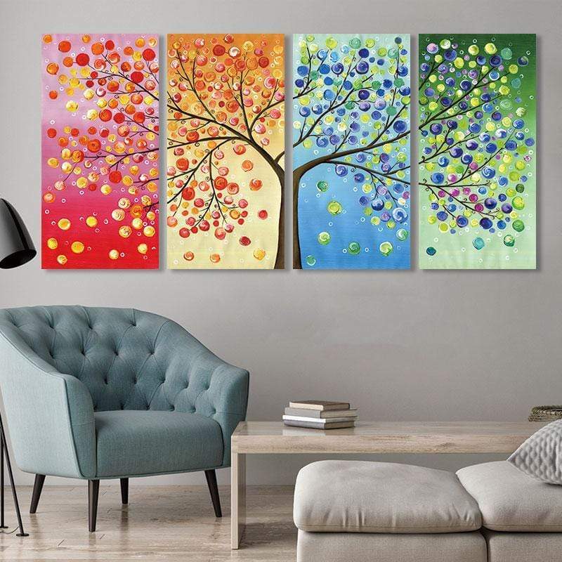 Tree of Life Stretched Canvas - Nordic Side - 4 Piece, Acrylic Image, canvas art, Canvas Image, spo-enabled