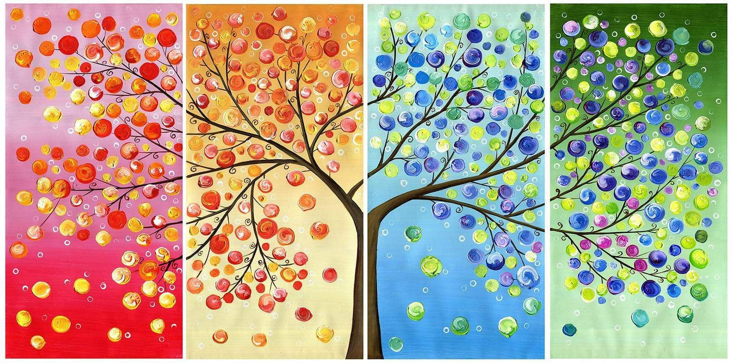 Tree of Life Stretched Canvas - Nordic Side - 4 Piece, Acrylic Image, canvas art, Canvas Image, spo-enabled