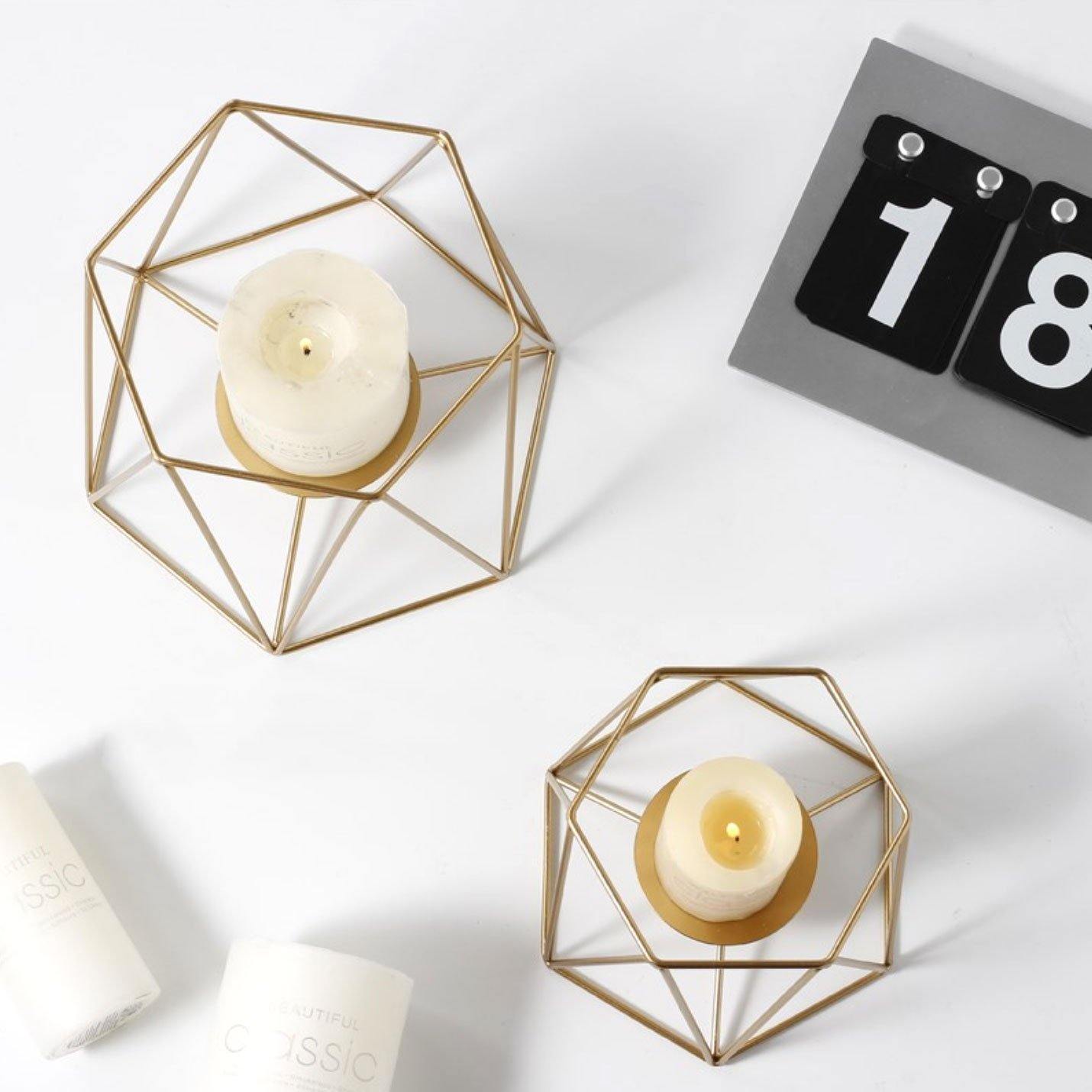 Geometric Gold Iron Candleholder - Nordic Side - 