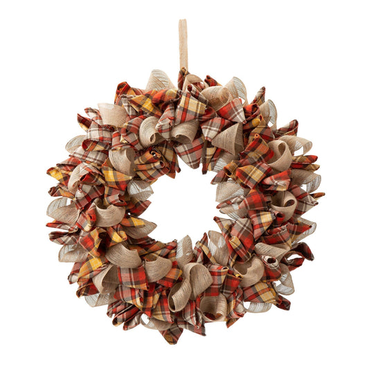 Glitzhome Plaid Thanksgiving Wreath/Garland Decor