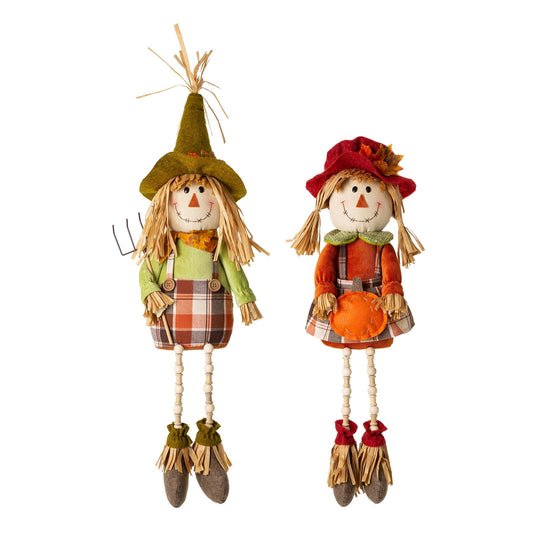 Glitzhome Fall Fabric Scarecrow Shelf Sitters