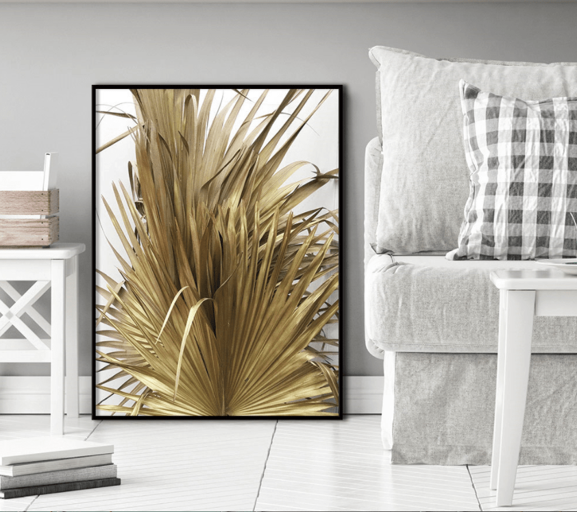 Golden Leaf Stretched Canvas - Nordic Side - 1 Piece, Acrylic Image, canvas art, Canvas Image, spo-enabled