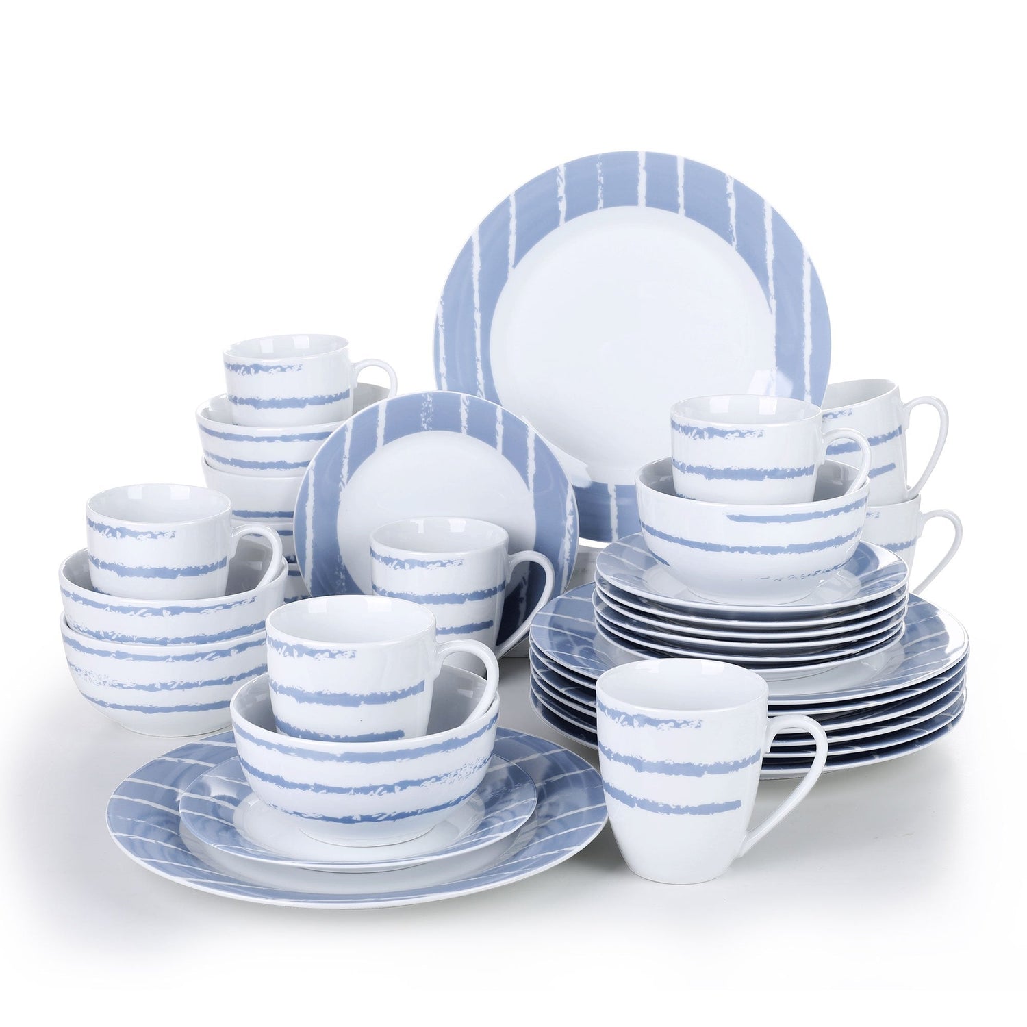 IMANI 32-Piece Porcelain Ceramic Dinnerware Tableware Plate Set with Dinner Plate,Dessert Plate,Cereal Bowl and 380ML Mug - Nordic Side - 32, 380, and, Bowl, Ceramic, Dinner, Dinnerware, IMAN