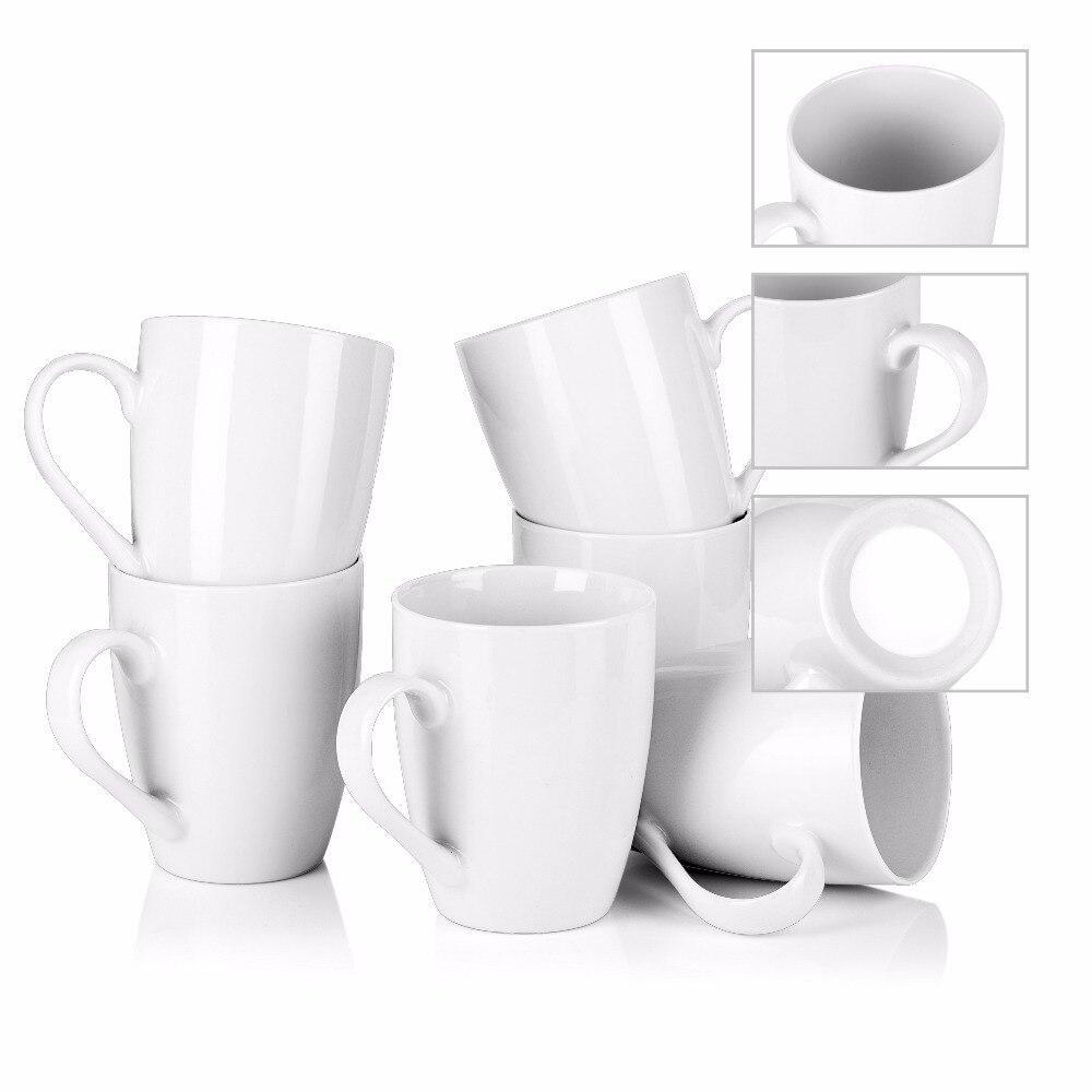 Elisa Series  6 Pieces Ivory White Porcelain Coffee Mug - Nordic Side - 360, cc, Coffee, Cup, Elisa, Ivory, MALACASA, Mug, Pieces, Porcelain, Series, White