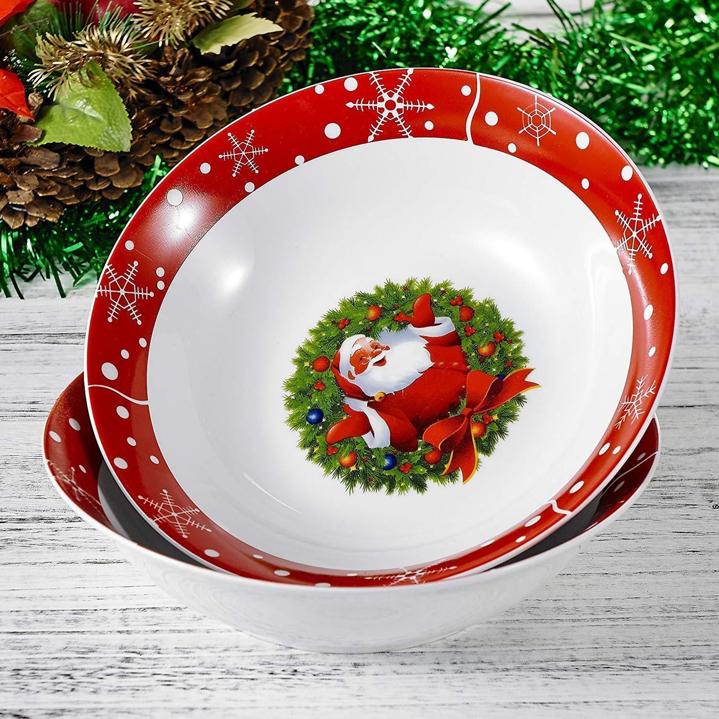 Christmas Style 2-Piece Porcelain 1125 ML Bowl Set - Nordic Side - 1125, Bowl, Ceramic, Cereal, Christmas, for, Large, ML, Piece, Porcelain, Salad, Set, Soup, Style, VEWEET