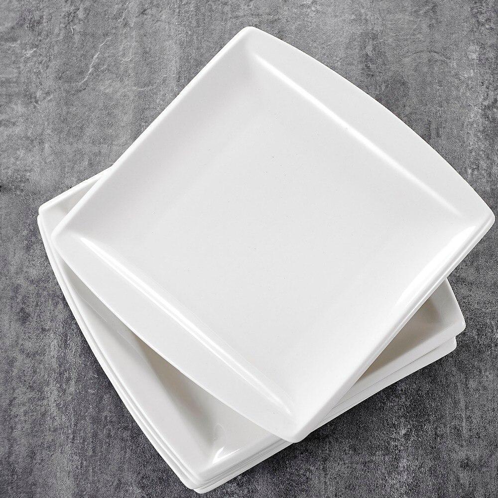 Blance 6-Piece Series Ivory White Porcelain Large Flat Plate (10.25 inch) - Nordic Side - 1025, Blance, Ceramic, China, Cream, Dinner, Flat, inch, Ivory, Large, MALACASA, Piece, Plate, Plates