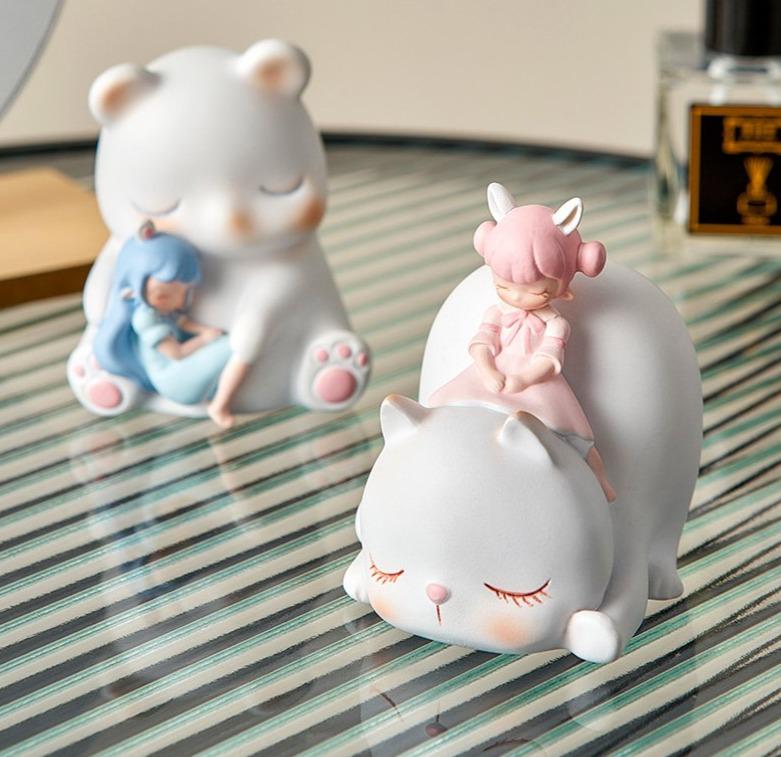 Cute Dreamy Animal Girl Decor Figurines