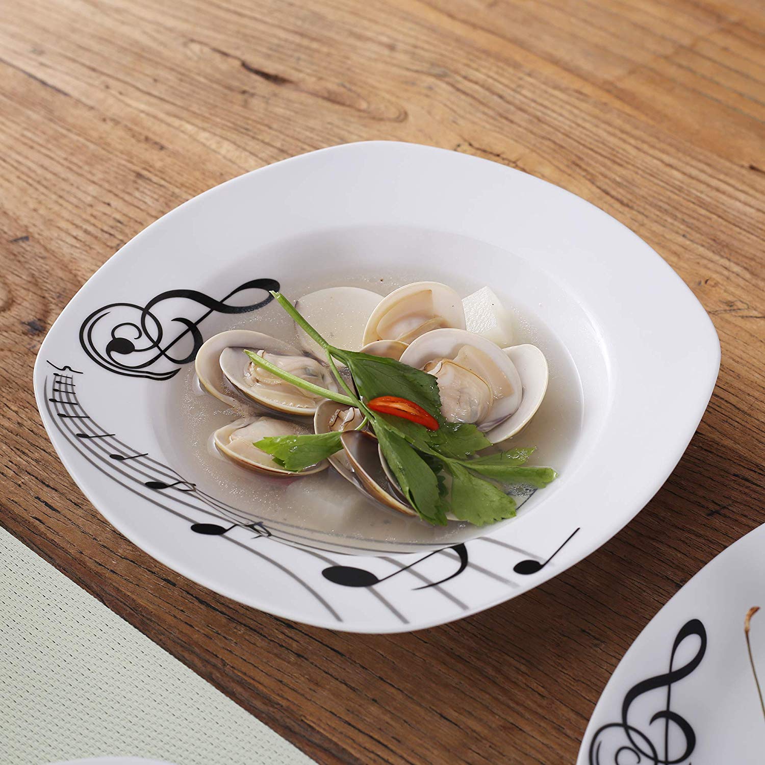 MELODY 18-Piece Porcelain Musical Note Tableware Dinnerware Plate Set with 6*Dinner Plate,Dessert Plate,Soup Plate - Nordic Side - 18, Dinner, Dinnerware, MELODY, Musical, Note, Piece, Plate,