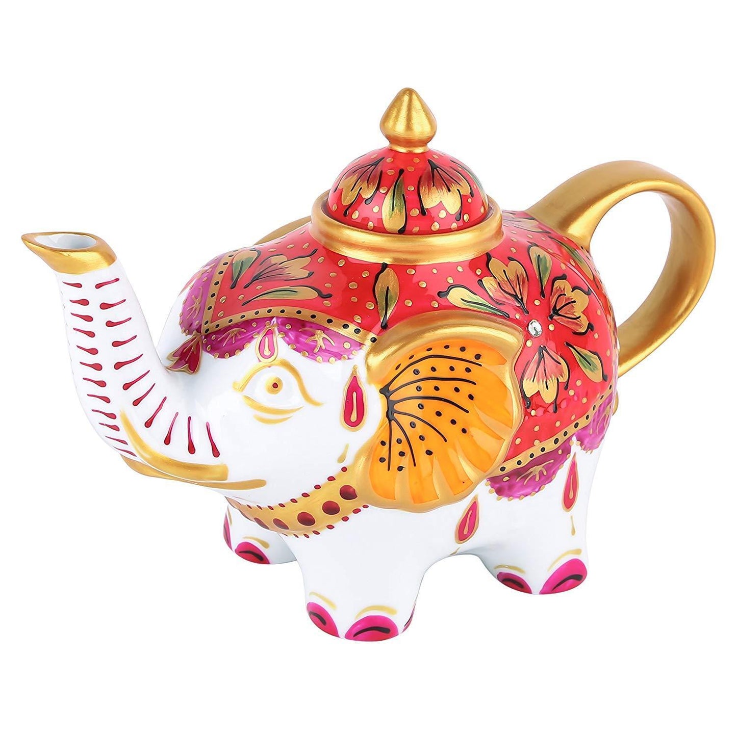 Porcelain Hand Painted Elephant Shape Teapot 800 ml - Nordic Side - 800, Artvigor, Coffeepot, Coffeepots, Crafts, Elephant, Family, Gift, Hand, ml, Office, Painted, Porcelain, Shape, Teapot, 