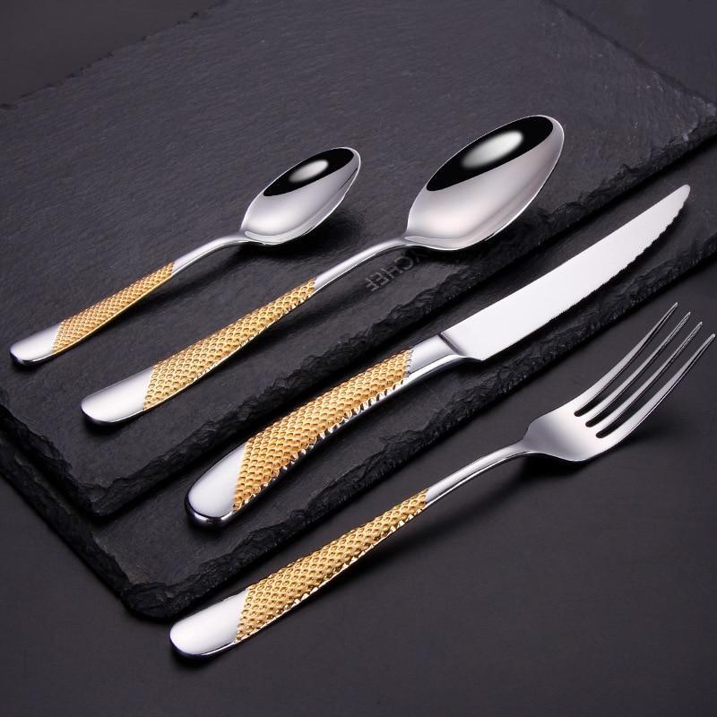 Ferran Diagonal Textured Stainless Steel Cutlery Set - Nordic Side - 24, Cutlery, Diagonal, Ferran, Pcs, Set, Stainless, Steel, Textured