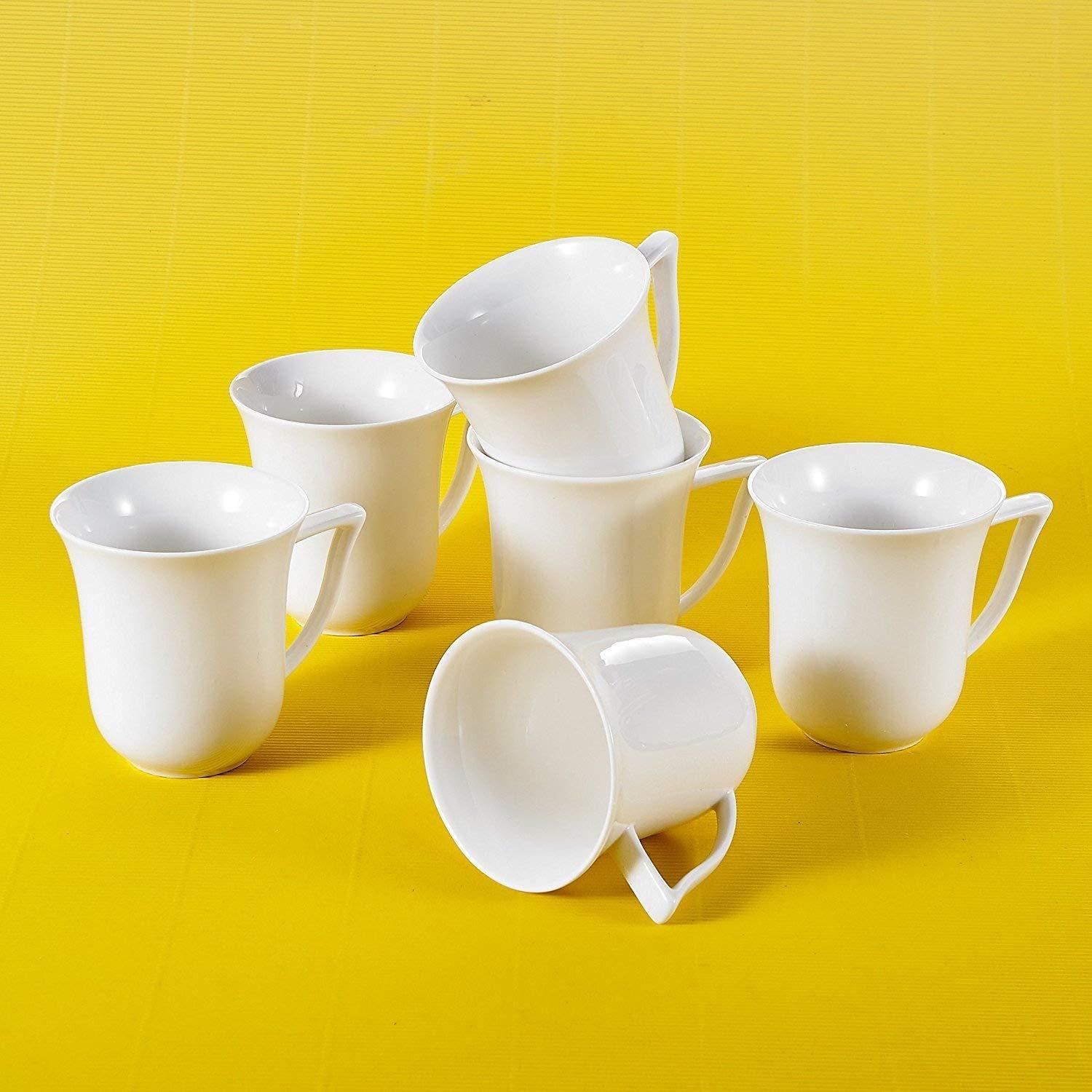 Carina 6-Piece White Porcelain Coffee Cups 3 .75" Ceramic Cream White Drinkware Set - Nordic Side - 75, Carina, Ceramic, Coffee, Cream, Cups, Drinkware, Family, MALACASA, Milk, Mugs, Office, 