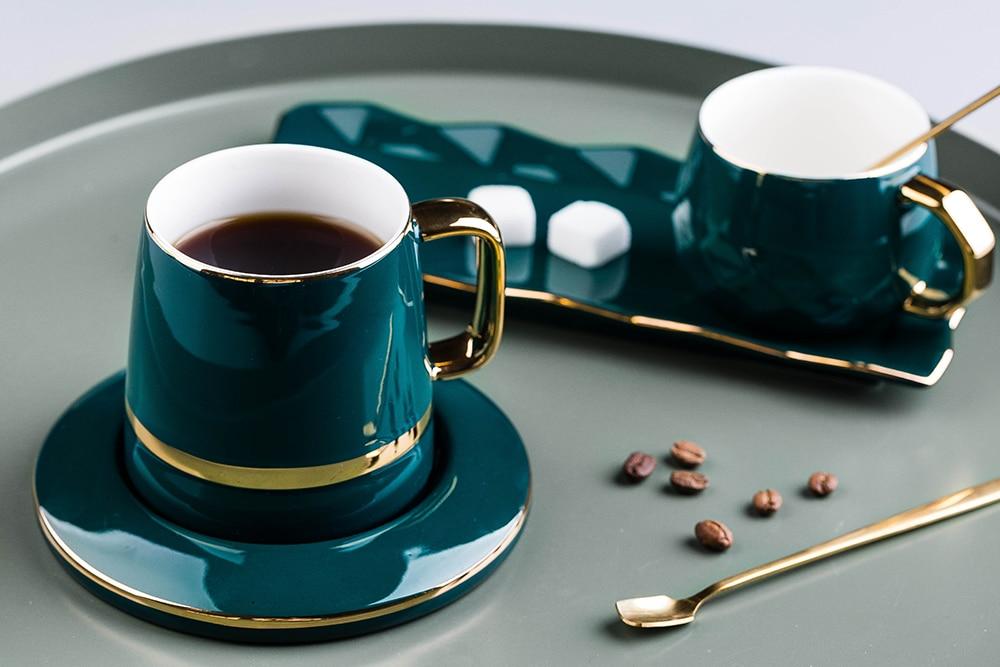 Green Elegant Green Ceramic Coffee Set