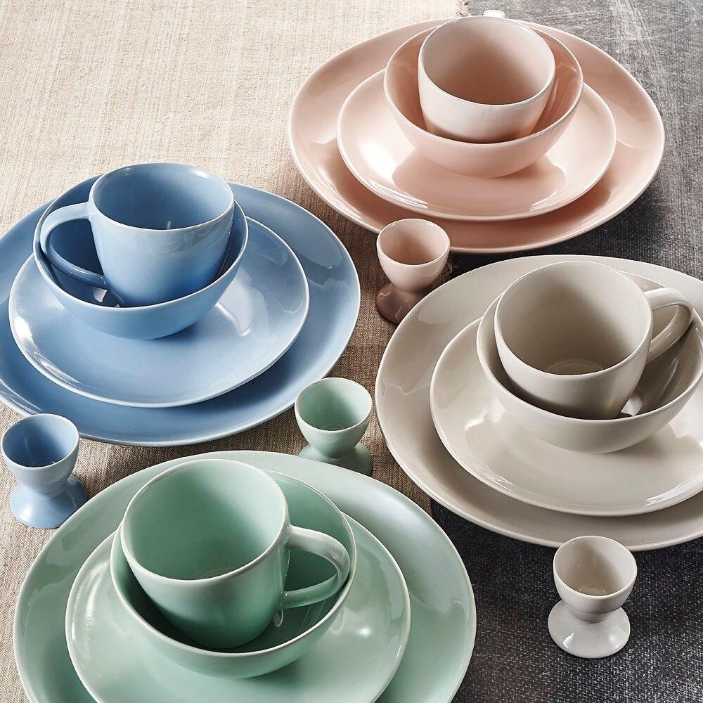 Victoria 20-Piece Ceramic Porcelain Multi-Colour Glazed Dinnerware Set 4*Dinner/Dessert Plate,Cup&Saucer,Egg Cup Set - Nordic Side - 20, Ceramic, Cup, DinnerDessert, Dinnerware, Glazed, Multi