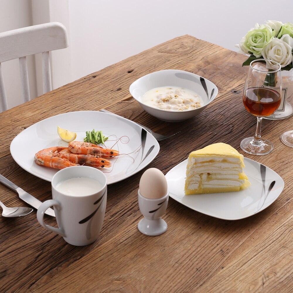 KARLA 40-Piece Porcelain Dinner Set Breakfast Combination Tableware Set Egg Cup Mug Bowl Dessert Plate Dinner Plate Set - Nordic Side - 40, Bowl, Breakfast, Combination, Cup, Dessert, Dinner,