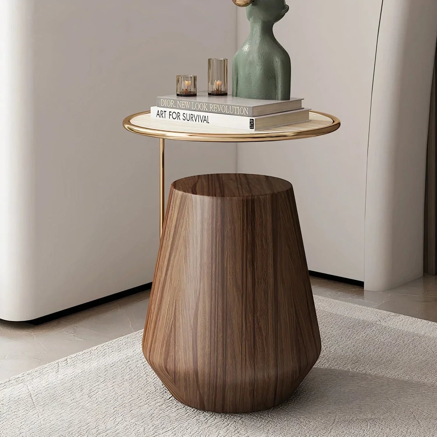 Mete Gold Pedestal Side Table