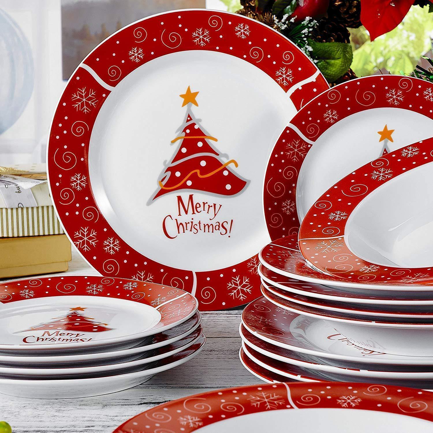 36-Piece Christmas Style Porcelain Dinnerware Set Tableware with 12*Dessert Plate,Soup Plate and Dinner Plate Set - Nordic Side - 12, 36, and, Ceramic, Christmas, Dessert, Dinner, Dinnerware,