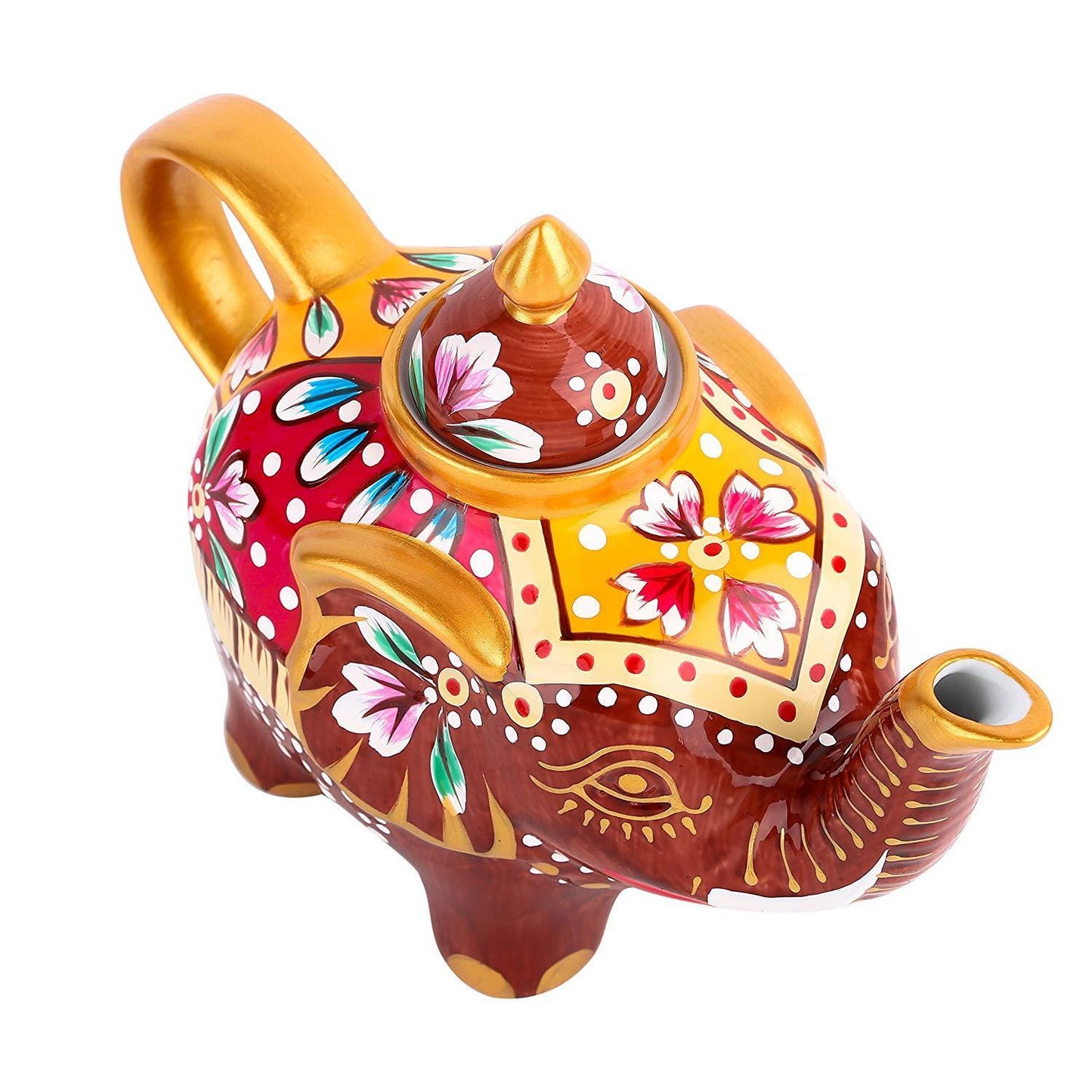 Porcelain Hand Painted Multicolor Elephant Shape Teapots Crafts with Gift Box 800 ml - Nordic Side - 800, Artvigor, Box, Coffeepots, Crafts, Elephant, Fanily, Gift, Hand, ml, Multicolor, Offi