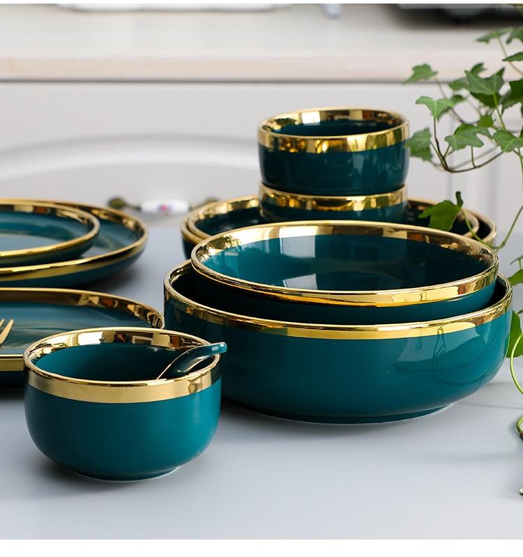 Green Elegant Green Ceramic Tableware Set