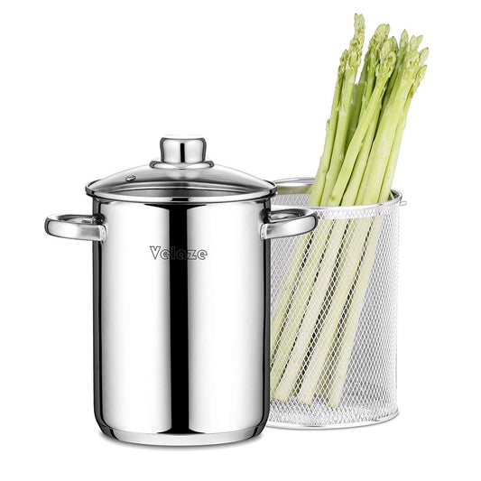 Asparagus Pot Stainless Steel 4L Vegetable Asparagus Steamer Pot with Basket and Lid Pasta Pot Stovetop Steamer Cooker - Nordic Side - and, Asparagus, Basket, Cooker, Lid, Pasta, Pot, Stainle