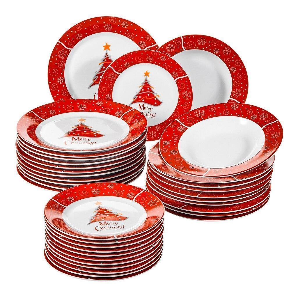 36-Piece Christmas Style Porcelain Dinnerware Set Tableware with 12*Dessert Plate,Soup Plate and Dinner Plate Set - Nordic Side - 12, 36, and, Ceramic, Christmas, Dessert, Dinner, Dinnerware,