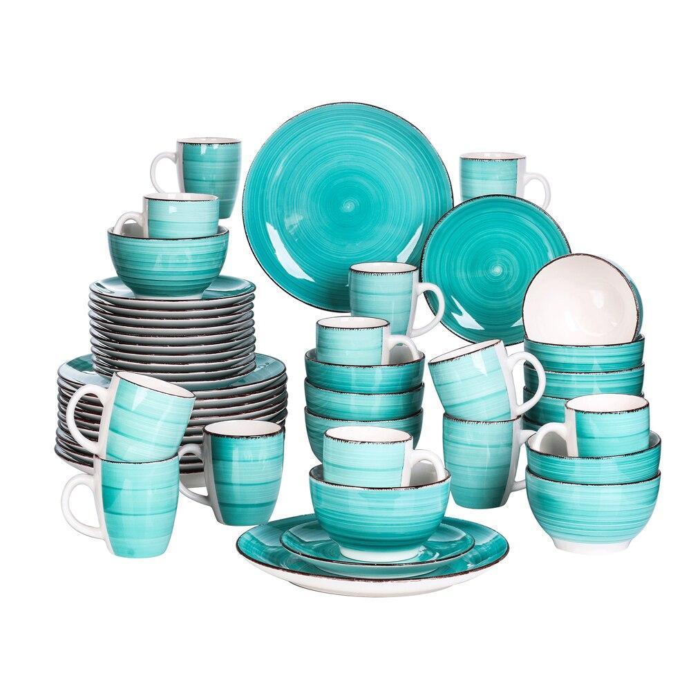 Bella-G 48-Pieces Porcelain Dinner Set - Nordic Side - 12, 48, BellaG, Ceramic, Dinner, Look, Pieces, Plate, PlateBowlMug, PlateDessert, Porcelain, Set, Vancasso, Vintage, with