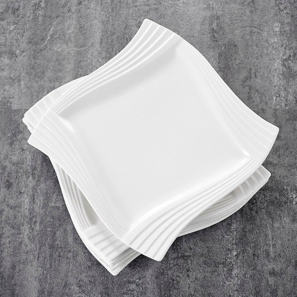 Amparo 6-Piece Series Ivory White Porcelain China Ceramic Dinner Plates (10") - Nordic Side - 10, Amparo, Ceramic, China, Cream, Dinner, Ivory, MALACASA, Piece, Plates, Porcelain, Series, Whi