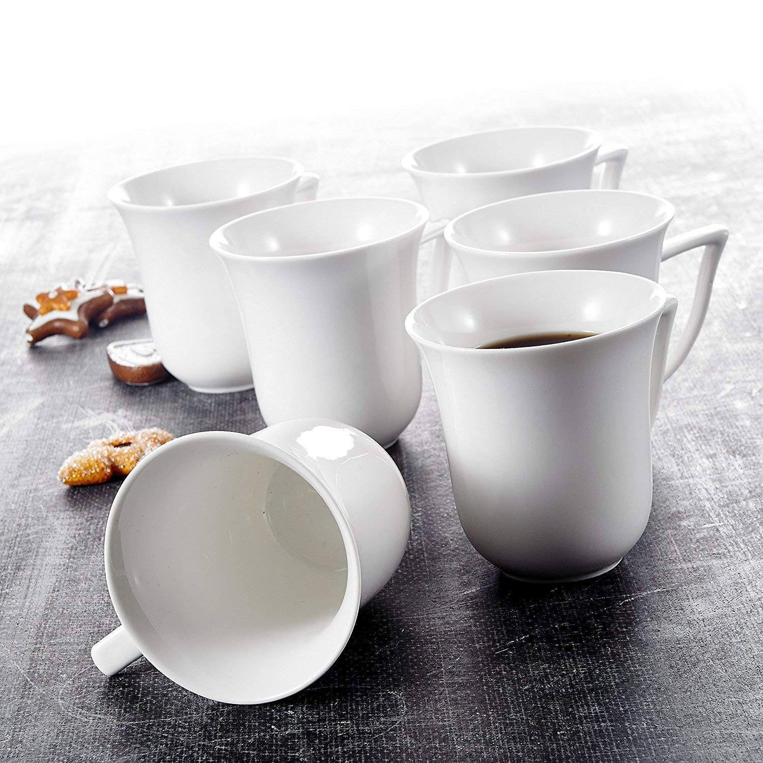 Carina 6-Piece White Porcelain Coffee Cups 3 .75" Ceramic Cream White Drinkware Set - Nordic Side - 75, Carina, Ceramic, Coffee, Cream, Cups, Drinkware, Family, MALACASA, Milk, Mugs, Office, 