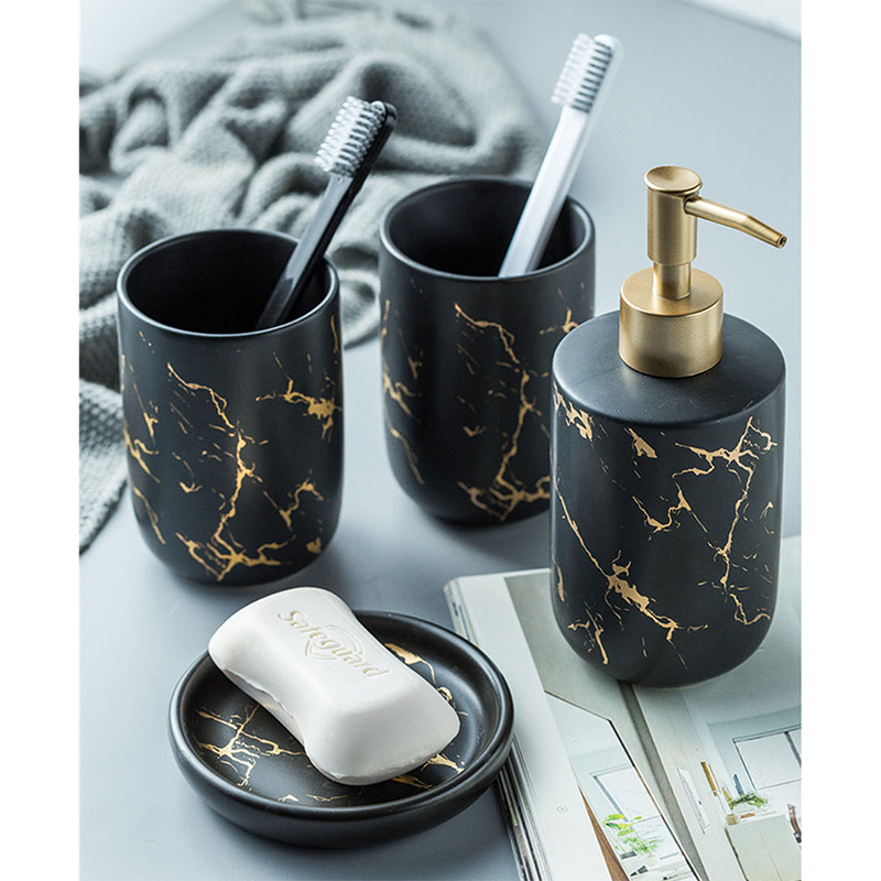 LuxeBath™ Marble Ceramic Bath Accessory Set - Nordic Side - 