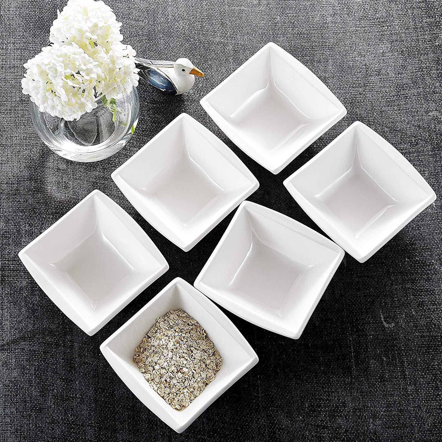 Blance 6-Piece Ivory White Porcelain China Cream White  Bowls (5.75") - Nordic Side - 145, 575, Blance, Bowls, Ceramic, Cereal, China, cm, Cream, Ivory, MALACASA, Piece, Porcelain, Salad, Sou