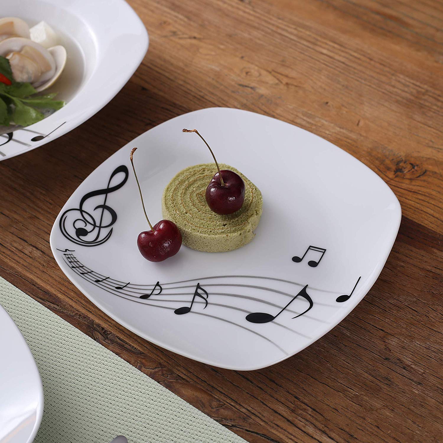 MELODY 18-Piece Porcelain Musical Note Tableware Dinnerware Plate Set with 6*Dinner Plate,Dessert Plate,Soup Plate - Nordic Side - 18, Dinner, Dinnerware, MELODY, Musical, Note, Piece, Plate,