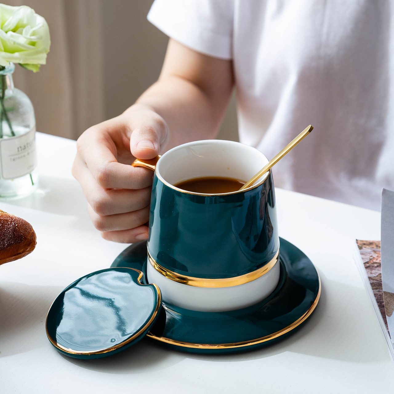 Green Elegant Green Ceramic Coffee Set