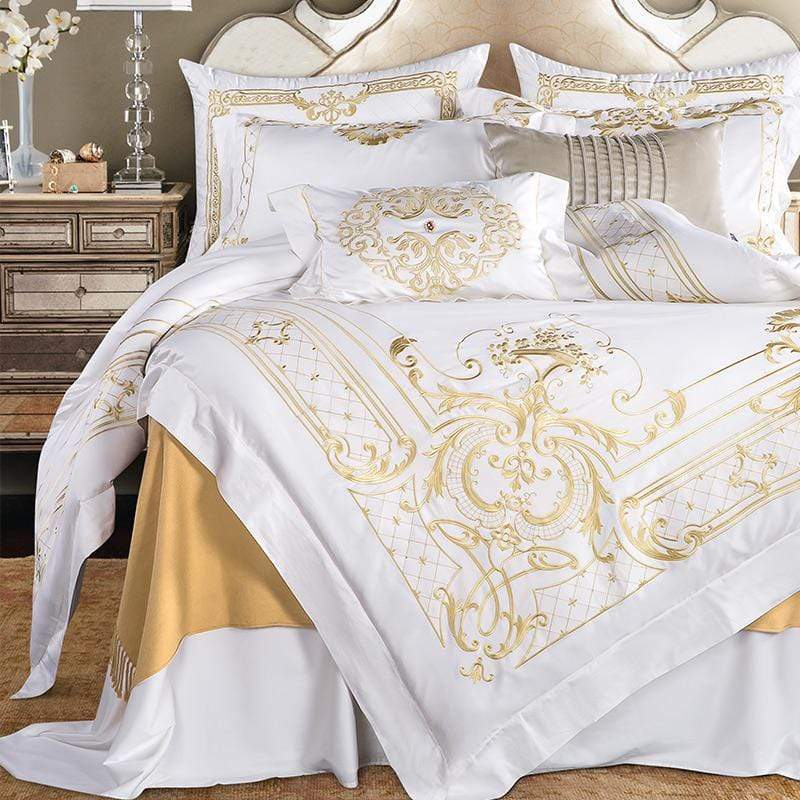 Ivy Gold Forest Duvet Cover Set (Egyptian Cotton) - Nordic Side - Bed, Bedding, Bedroom, Duvet