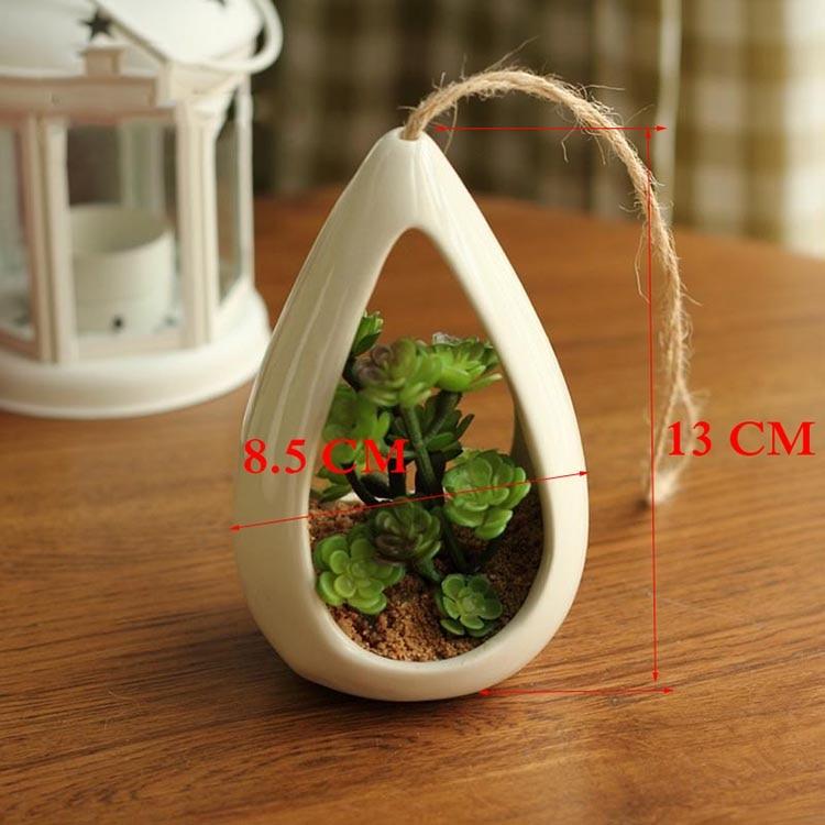 Decorative Ceramic Hanging Planter Pot with Artificial Plant - Nordic Side - 02-06, feed-cl1-planters, modern-planter-collection